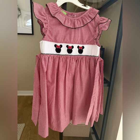 Classic Whimsy Other - Adorable Red Gingham Kids Dress with Embroidered Accents